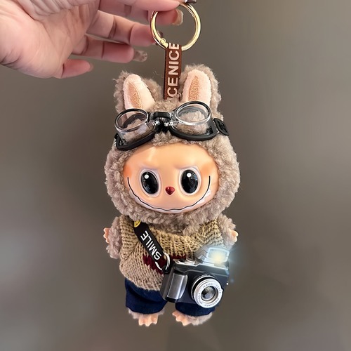 라부부 LABUBU 백참 17cm  봉제 인형 가방참 키링 소프트 PVC 캐릭터 장식