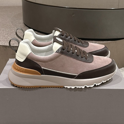Brunello Cucinelli Leather Low Sneakers 브루넬로 쿠치넬리 가죽 로우 스니커즈 브라운/그레이프