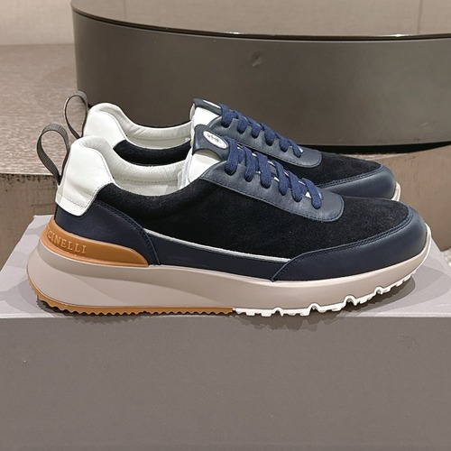 Brunello Cucinelli Leather Low Sneakers 브루넬로 쿠치넬리 가죽 로우 스니커즈 블랙/네이비