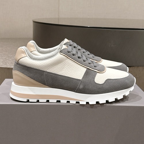 Brunello Cucinelli Leather Low Sneakers 브루넬로 쿠치넬리 가죽 로우 스니커즈 그레이/화이트