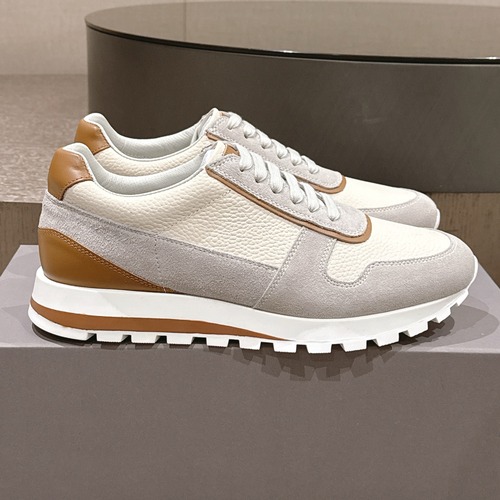 Brunello Cucinelli Leather Low Sneakers 브루넬로 쿠치넬리 가죽 로우 스니커즈 아이보리/그레이