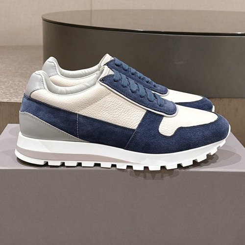 Brunello Cucinelli Leather Low Sneakers 브루넬로 쿠치넬리 가죽 로우 스니커즈 아이보리/네이비