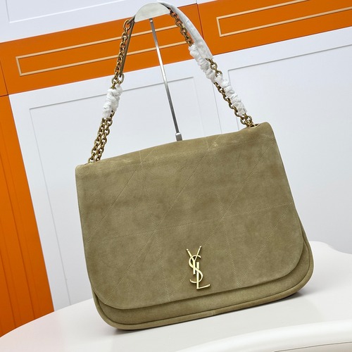 Saint Laurent Jamie Medium Suede Shoulder Bag 생로랑 제이미 미디엄 스웨이드 숄더백 (742431) 카키 43CM