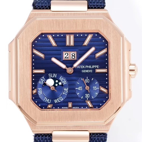 Patek Philippe Cubitus 5822 파텍필립 큐비터스 5822 딥블루 다이얼 페브릭텍스처 스트랩 로즈골드 45mm