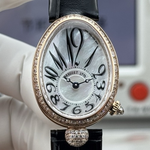 Breguet Reine de Naples Diamond Bezel 브레게 레인 드 네이플 다이아 베젤 여성 오벌 워치 브론즈베젤 화이트자개다이얼 25mm 