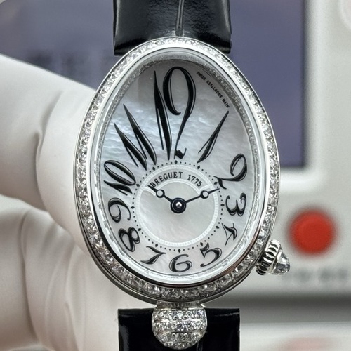 Breguet Reine de Naples Diamond Bezel 브레게 레인 드 네이플 다이아 베젤 여성 오벌 워치 실버베젤 화이트자개다이얼 25mm 