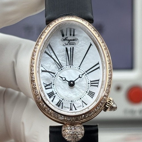 Breguet Reine de Naples Diamond Bezel 브레게 레인 드 네이플 다이아 베젤 여성 오벌 워치 블랙 스트랩 브론즈베젤 가재다이얼 25mm 