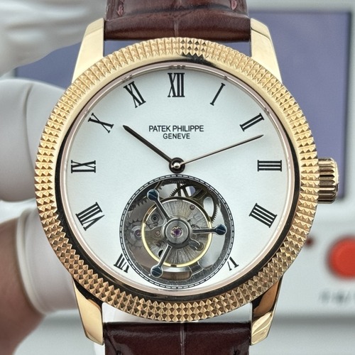 Patek Philippe Calatrava Tourbillon 42mm 파텍필립 칼라트라바 투르비용 화이트 파리 네일 기요셰 다이얼 골드베젤 42mm