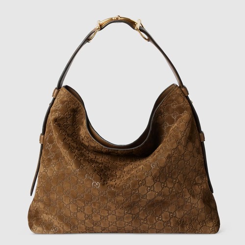 Gucci 구찌 1955 홀스빗 베아트릭스 라지 토트백 850546 브라운 엠보스 GG 스웨이드 40cm