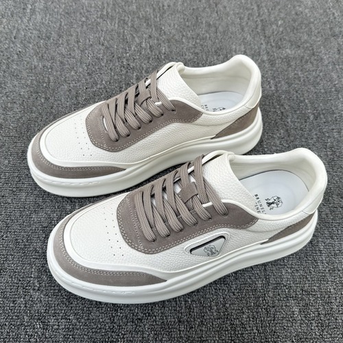 Brunello Cucinelli 브루넬로 쿠치넬리 남성 송아지 가죽 스니커즈 화이트/카키