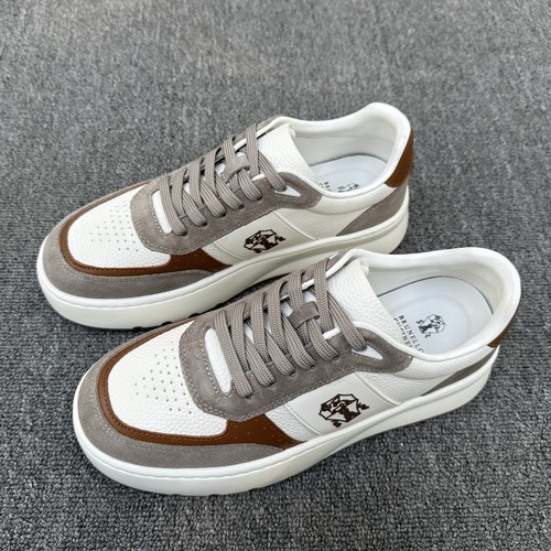 Brunello Cucinelli 브루넬로 쿠치넬리 남성 송아지 가죽 스니커즈 화이트/브라운