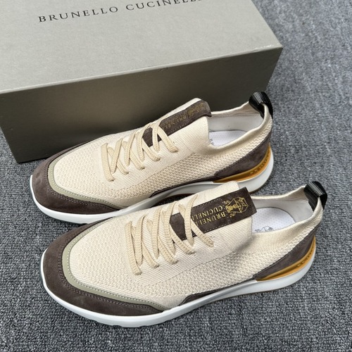 Brunello Cucinelli 브루넬로 쿠치넬리 남성 송아지 가죽 스니커즈 베이지/브라운