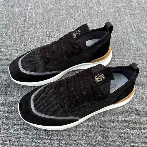 Brunello Cucinelli 브루넬로 쿠치넬리 남성 송아지 가죽 스니커즈 다크브라운/블랙