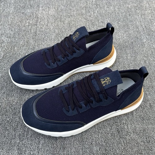 Brunello Cucinelli 브루넬로 쿠치넬리 남성 송아지 가죽 스니커즈 네이비