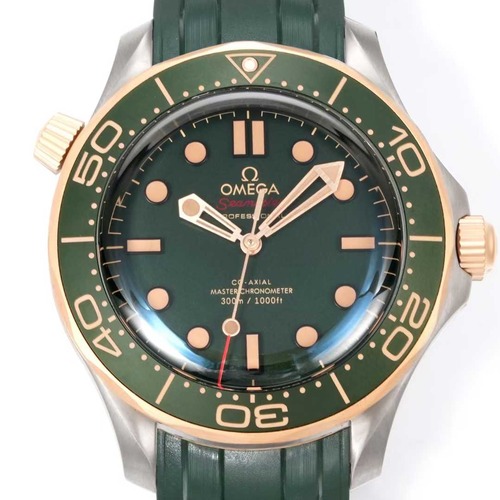 OMEGA Seamaster 300 Bronze Gold Green Dial 오메가 씨마스터 300 브론즈 골드 그린 다이얼 러버밴드