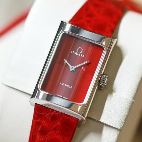 Omega De Ville Rectangular Quartz 오메가 드 빌 클래식 드레스워치 쿼츠 여성 레드무광 17.35mm(러그 제외)