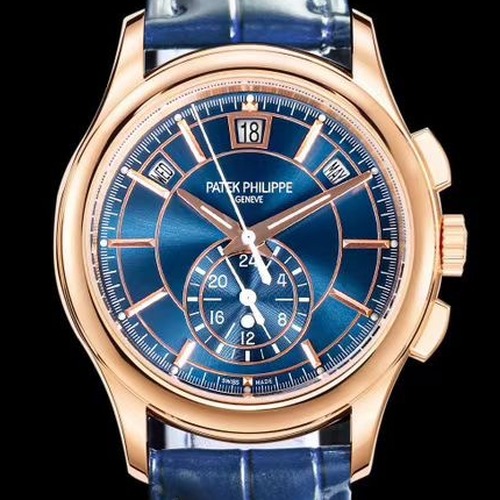 PATEK PHILIPPE Nautilus Annual Calendar Chronograph 5905R-010 파텍필립 노틸러스 애뉴얼 캘린더 크로노그래프 골드베젤(PVD 도금) 블루다이얼 42mm