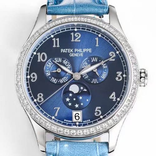 PATEK PHILIPPE Complications Annual 4947R·4947G 파텍필립 컴플리케이션 애뉴얼 캘린더 문페이즈 여성용 네이비다이얼 스카이블루벤드 38mm