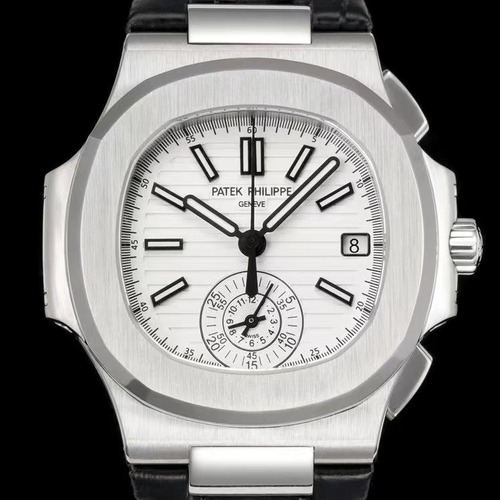 Patek Philippe Nautilus 5980 Chronograph 파텍필립 노틸러스 5980 크로노그래프 화이트다이얼 가죽밴드 40.5mm