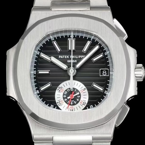 Patek Philippe Nautilus Chronograph 5980 Automatic 40.5mm 파텍필립 노틸러스 크로노그래프 5980 실버베젤 블랙다이얼  40.5mm