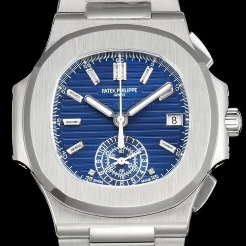 Patek Philippe Nautilus Chronograph 5980 Automatic 40.5mm 파텍필립 노틸러스 크로노그래프 5980 실버베젤 블루다이얼  40.5mm