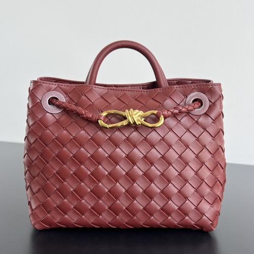 Bottega Veneta  Andiamo Intrecciato Leather 보테가 베네타 안디아모 스몰 인트레치아토 탑핸들백 레드와인 25cm