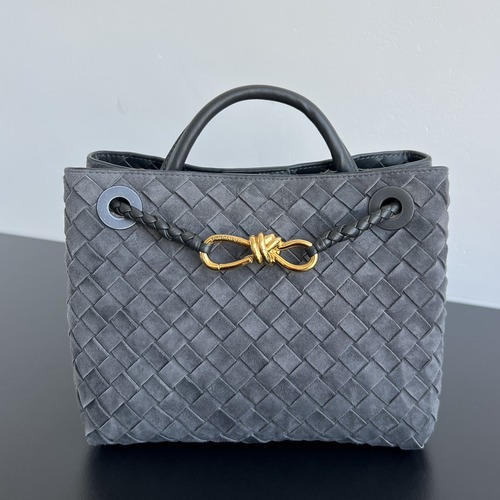 Bottega Veneta  Andiamo Intrecciato Leather 보테가 베네타 안디아모 스몰 인트레치아토 스웨이드 탑핸들백 다크그레이 25cm