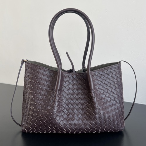 Bottega Veneta Pinacoteca Intrecciato Leather 보테가 베네타 피나코테카 인트레치아토 레더 탑핸들 기저귀가방 양면 미디엄백 버건디/카키 34cm