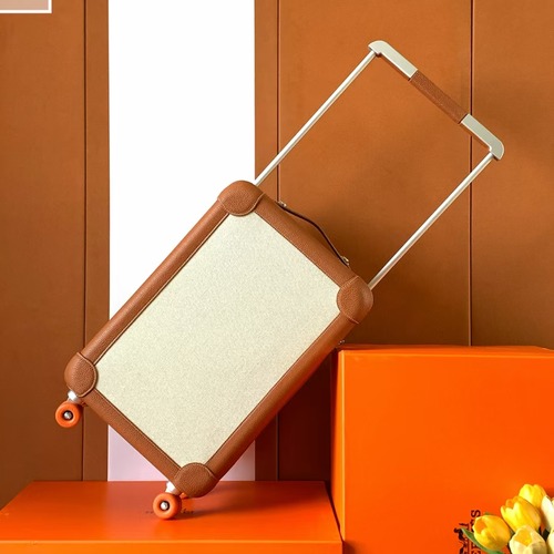 Hermes RMS Signature Cabin Trolley Green RMS 에르메스 시그니처 캐빈 그린 가죽 트롤리 캐리어 (주문제작)미러급 브라운 33×55×20cm