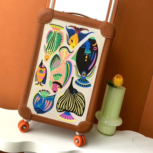 Hermes RMS Signature Cabin Trolley Green RMS 에르메스 시그니처 캐빈 그린 가죽 트롤리 캐리어 (주문제작)미러급 피쉬브라운 33×55×20cm