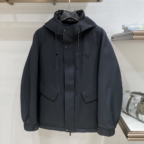 PRADA 프라다 이탈리아 수입 원단 경량 구스다운 후드 자켓 블랙