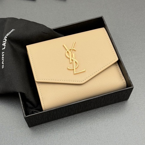 Saint Laurent Matelassé Compact Envelope Wallet 생로랑 마틀라쎄 컴팩트 엔벨로프 반지갑 베이지 골드 하드웨어 12cm