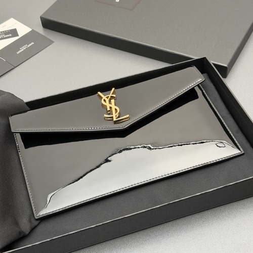SAINT LAURENT Uptown Patent Leather Clutch 생로랑 업타운 페이턴트 레더 클러치 565739 (블랙 / 골드 하드웨어) 27cm