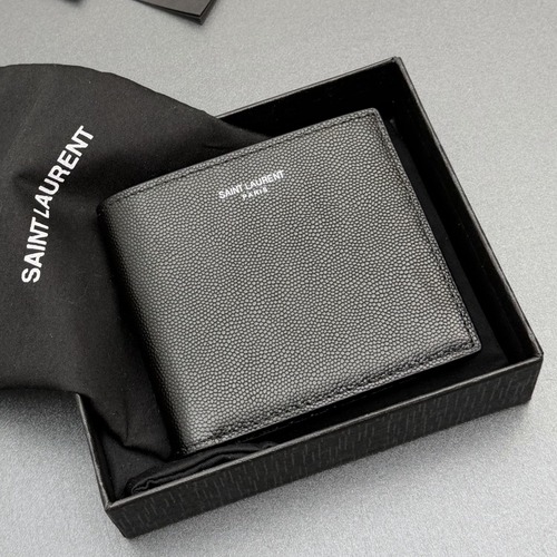 SAINT LAURENT Laurent Grain de Poudre Leather Bifold Wallet 생로랑 로랑 그레인 드 푸드 레더 반지갑 534638 (블랙) 11cm