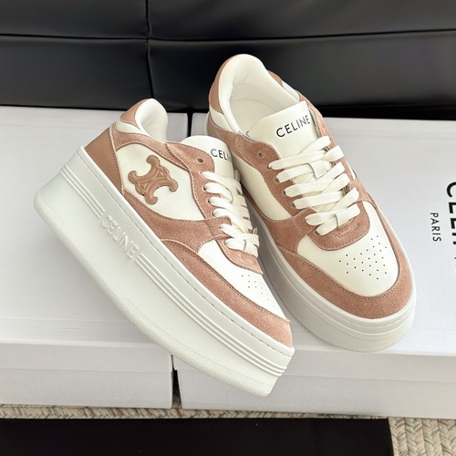 CELINE Triomphe 셀린느 트리옹프 캔버스 키높이 스니커즈 트리옹프 플랫폼 스니커즈 베이지 화이트 굽높이 7cm