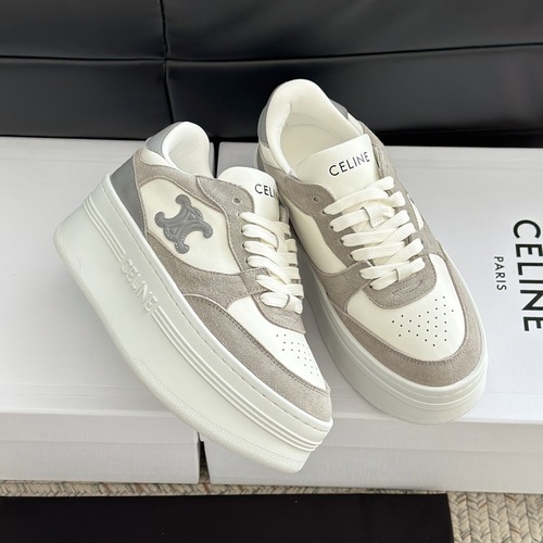 CELINE Triomphe 셀린느 트리옹프 캔버스 키높이 스니커즈 트리옹프 플랫폼 스니커즈 그레이/화이트 굽높이 7cm