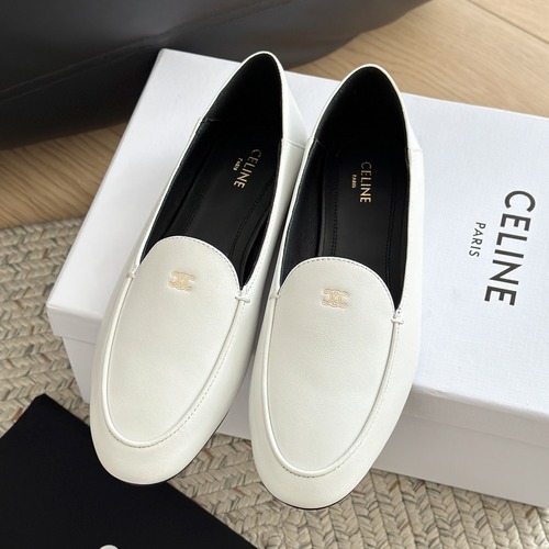 CELINE JACNO Slip-On Sneakers 셀린느 자크노 캔버스 레더 트리밍 슬립온 스니커즈 화이트 블랙 1cm