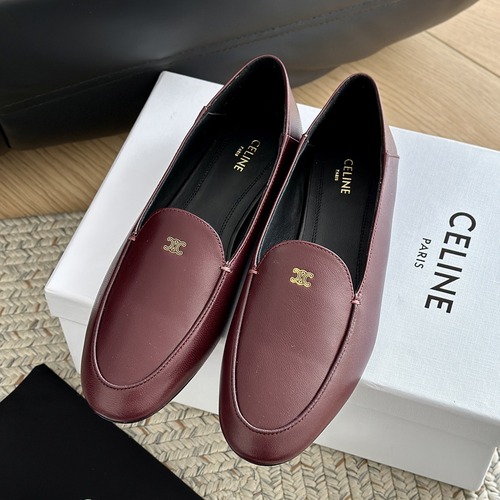 CELINE JACNO Slip-On Sneakers 셀린느 자크노 캔버스 레더 트리밍 슬립온 스니커즈 버건디 1cm