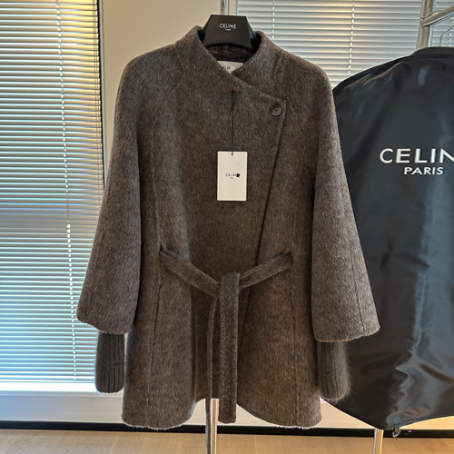 Celine Paris Belted Wool Cashmere Coat 셀린느 파리 울 캐시미어 벨트 코트 브라운