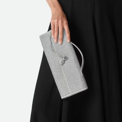 Bottega Veneta Andiamo Crystal Nappa Top Handle Clutch 보테가 베네타 안디아모 크리스탈 나파 탑핸들 클러치 실버 31cm