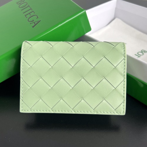 Bottega Veneta Intrecciato Flap Card Case 보테가 베네타 인트레치아토 플랩 카드 케이스 그린/핑크 11cm