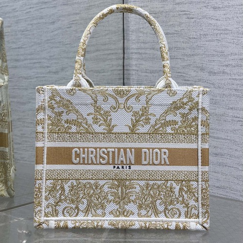 Dior Book Tote Small Embroidered Toile 디올 북 토트 스몰 트왈 드 주이 골드 자수 토트백 26cm
