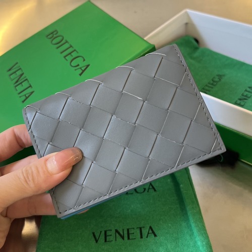 Bottega Veneta Intrecciato Business Card Case 보테가 베네타 인트레치아토 비즈니스 카드 케이스 (740282VCPQ33724) 그레이/코발트 11cm