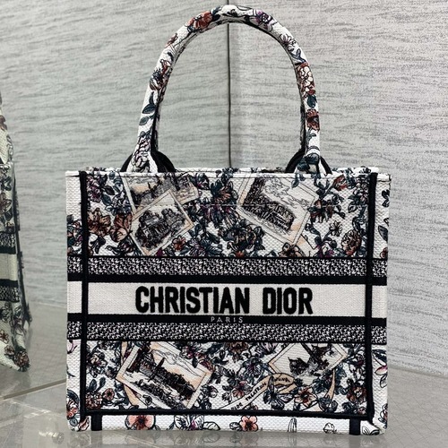 Dior Book Tote Small Embroidered Toile 디올 북 토트 스몰 트왈 드 주이 버건디 자수 토트백 26cm
