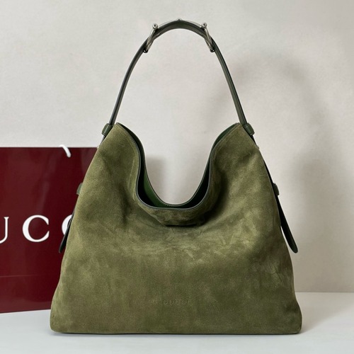 Gucci 구찌 1955 홀스빗 베아트릭스 라지 토트백 850546 그린 엠보스 GG 스웨이드 40cm
