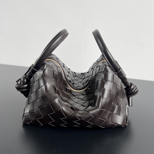 Bottega Veneta Top Handle Loop Bag 보테가 베네타 인트레치아토 위빙 탑 핸들 루프 백 다크 브라운 19cm