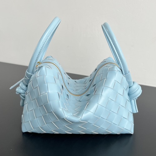 Bottega Veneta Top Handle Loop Bag 보테가 베네타 인트레치아토 위빙 탑 핸들 루프 백 스카이블루 19cm