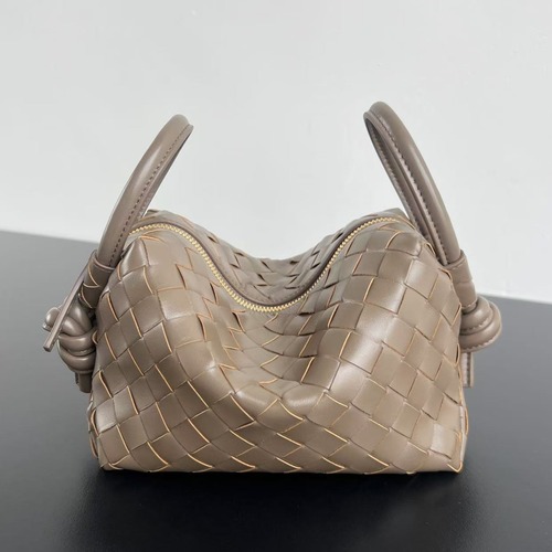 Bottega Veneta Top Handle Loop Bag 보테가 베네타 인트레치아토 위빙 탑 핸들 루프 백 베이지브라운 19cm