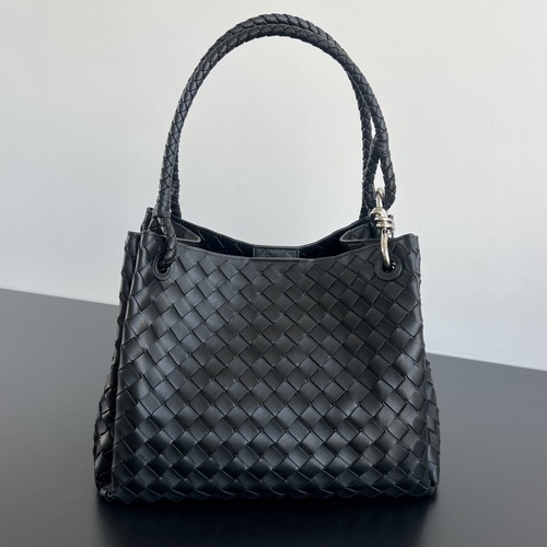 Bottega Veneta Top Handle Loop 보테가 베네타 인트레치아토 위빙 탑 핸들 루프 블랙 30cm