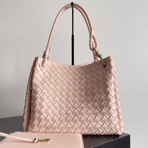 Bottega Veneta Top Handle Loop 보테가 베네타 인트레치아토 위빙 탑 핸들 루프 라이트핑크 30cm